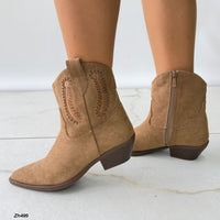 Botin texano beige detalle brillante tacon 5cm  7188   C-163