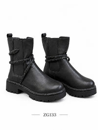 Botin negro apliques brillantes suela 4cm BTC10# C-1