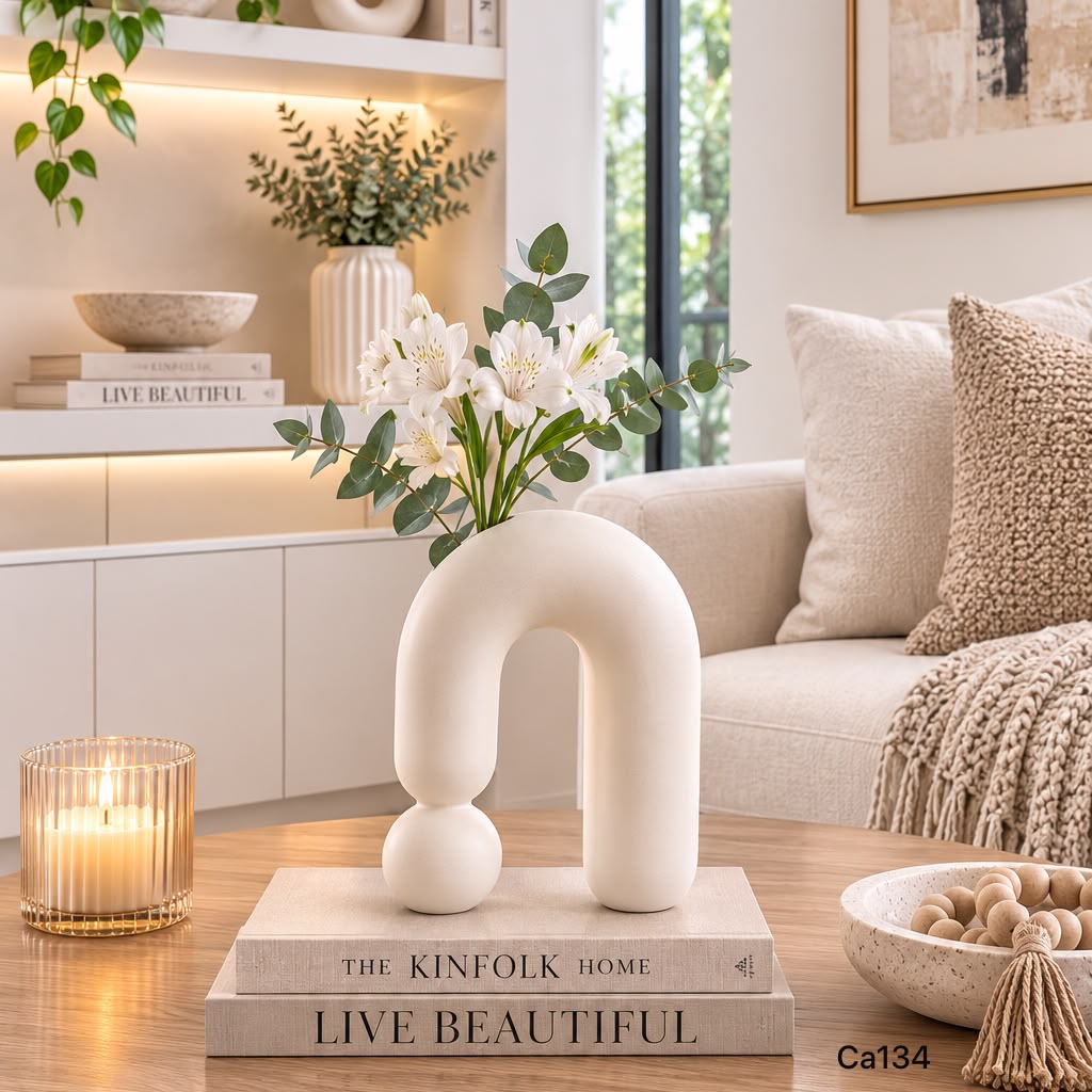 Jarron forma arco ceramica  15cm* 6cm* 9cm