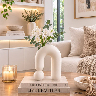 Jarron forma arco ceramica  15cm* 6cm* 9cm