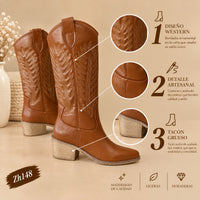 Bota texana café tacon 5cm  3271  C-76
