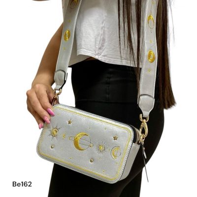 Bolso gris detalles dorados   20cm*  12cm  XCFB-BK  C-B