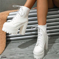 Botin blanco plataforma 5m  tacon 13cm   809-1   C-4