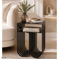Mesa auxiliar a rayas hierro negra  35.5cm* 26cm* 46cm