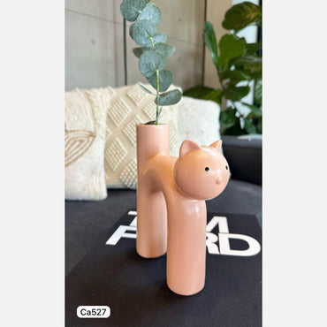 Florero rosado diseño gato  18cm* 6,5cm* 21cm