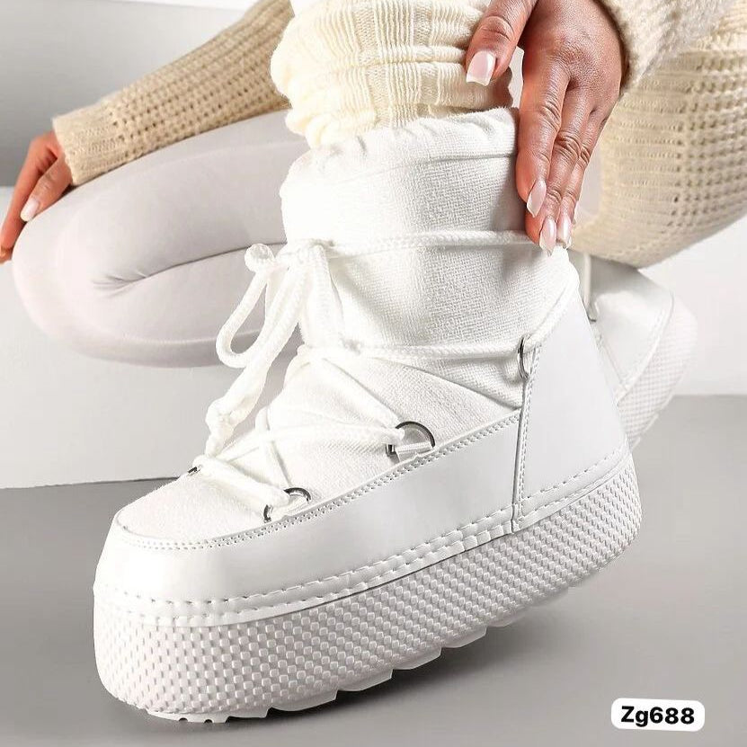 Botin blanco tipo nieve suela 4cm  NB616  C-77