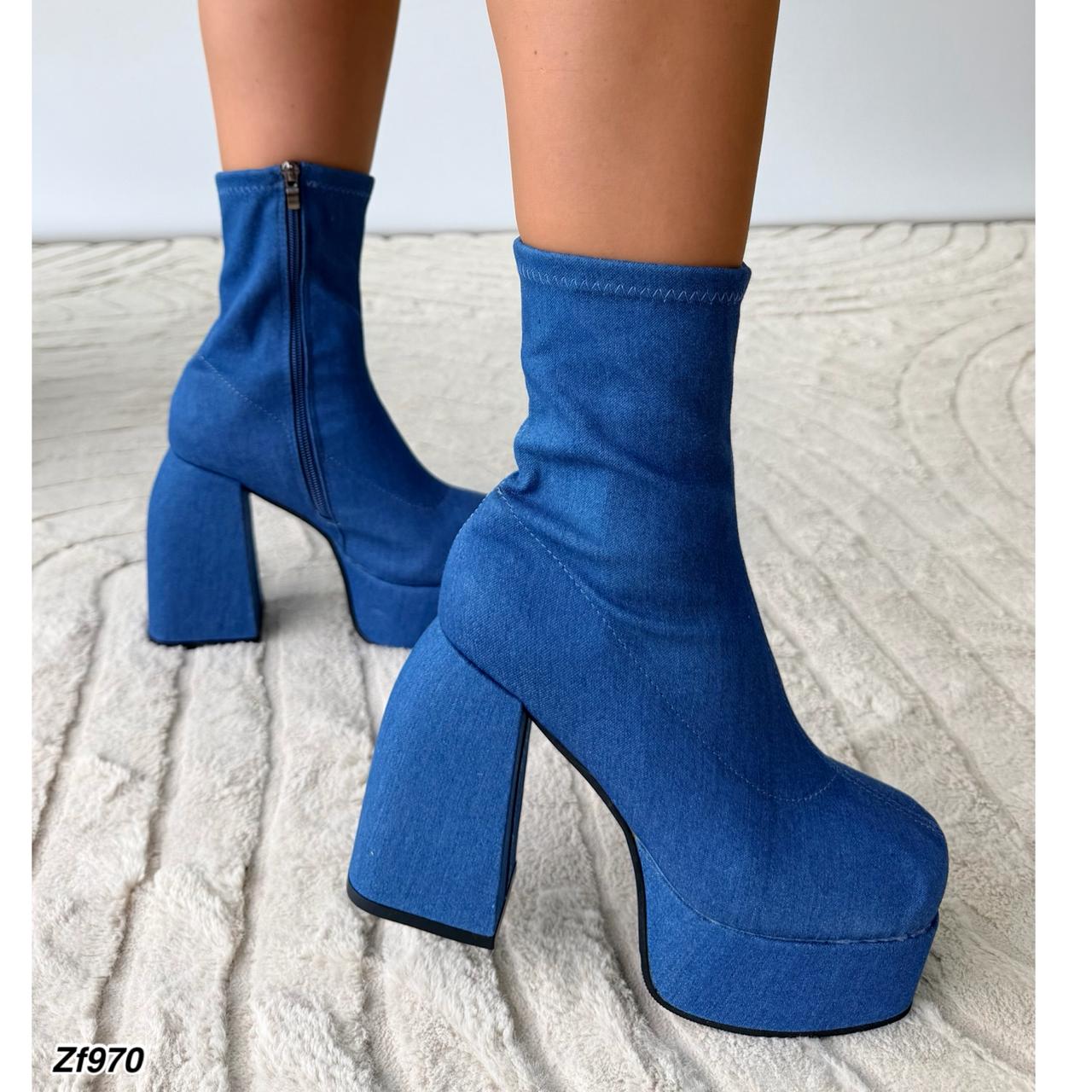 Botin azul plataforma 4cm tacon 12cm   F07   C-1