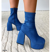 Botin azul plataforma 4cm tacon 12cm   F07   C-1