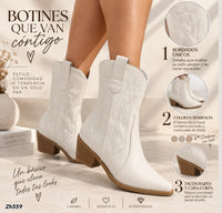 Botin texano blanco tacon 6cm  HX3168-C1765