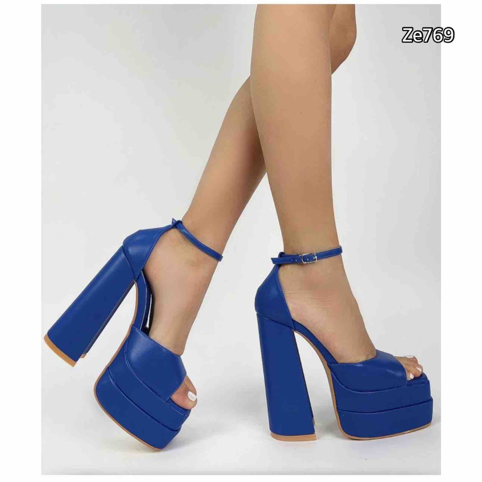 Sandalia azul tacon 14cm plataforma 4cm   P-1242    C3
