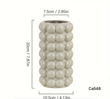 Florero bolas beige mediano  11cm* 20cm