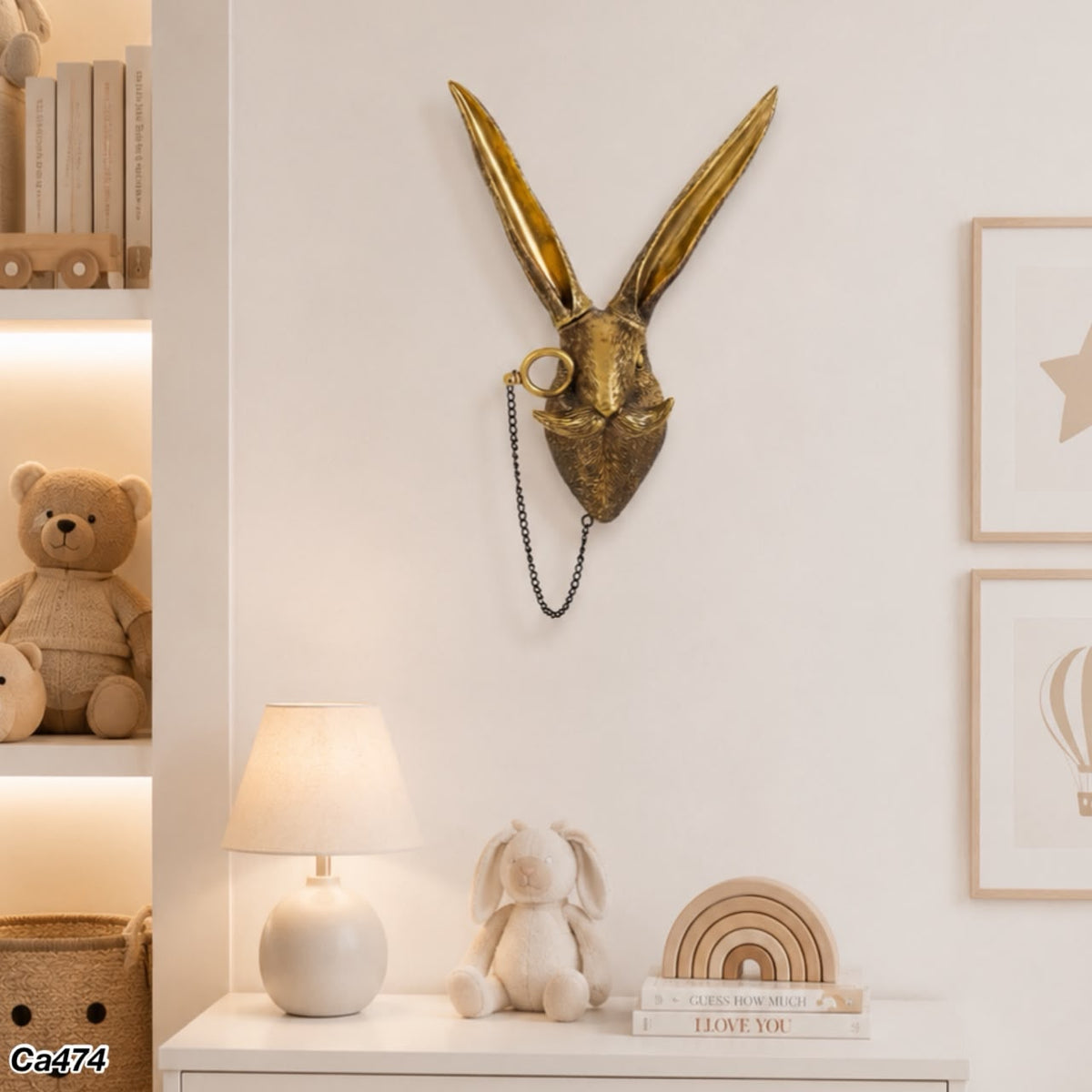 Articulo decorativo conejo dorado de pared  14cm* 10cm* 26,5cm