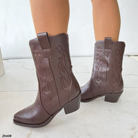 Botin texano café tacon 6cm  HX3168-C1765