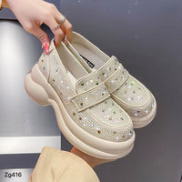 Mocasine beige apliques brillantes tornasol plataforma 6cm 2336  C-2