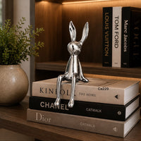 Articulo decorativo conejo plateado pequeño 8cm* 10cm* 21cm