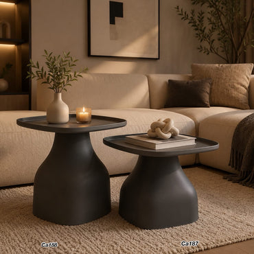 Mesa auxiliar gris con base cono en polietileno pequeña  48cm* 48cm* 38cm