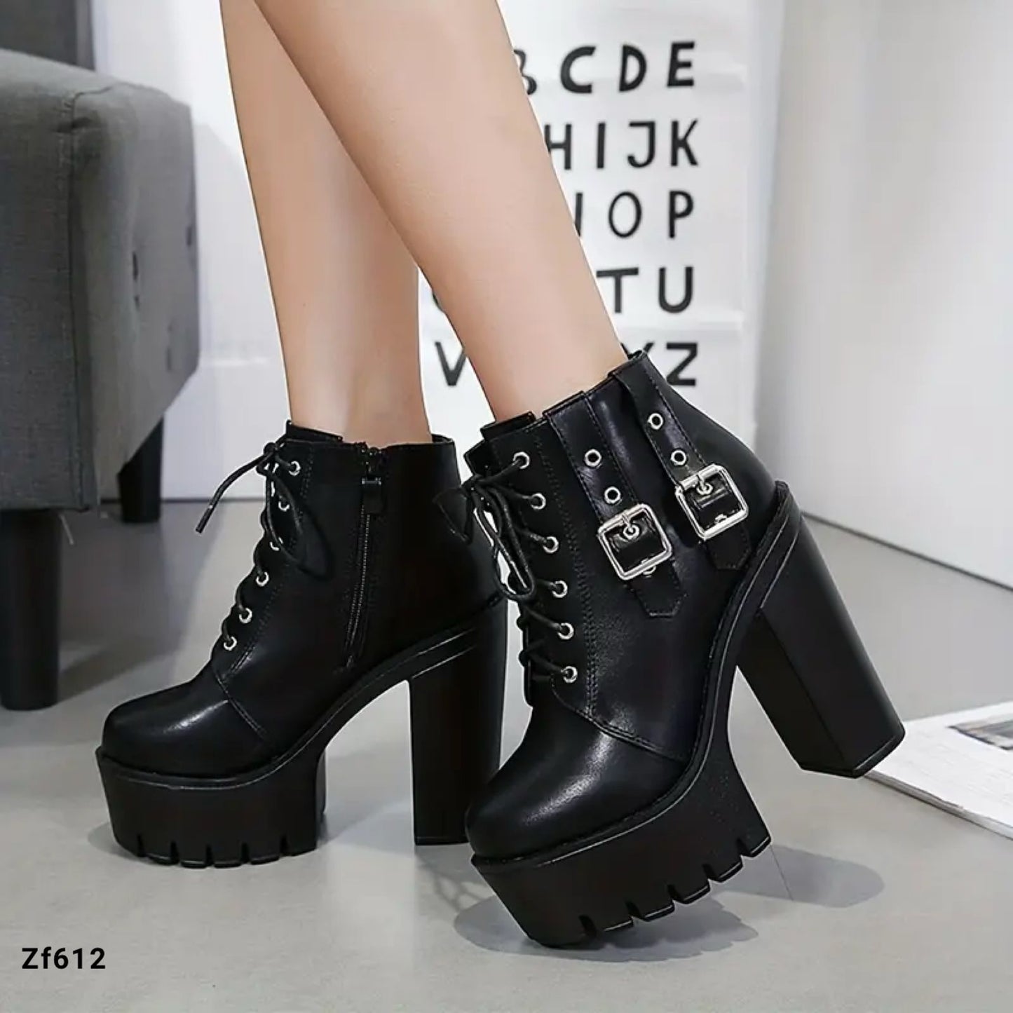 Botin negro tacon 14cm   659-10  C-2