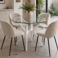 Mesa de vidrio base metalica blanca  80cm* 75cm
