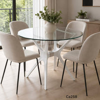 Mesa de vidrio base metalica blanca  80cm* 75cm