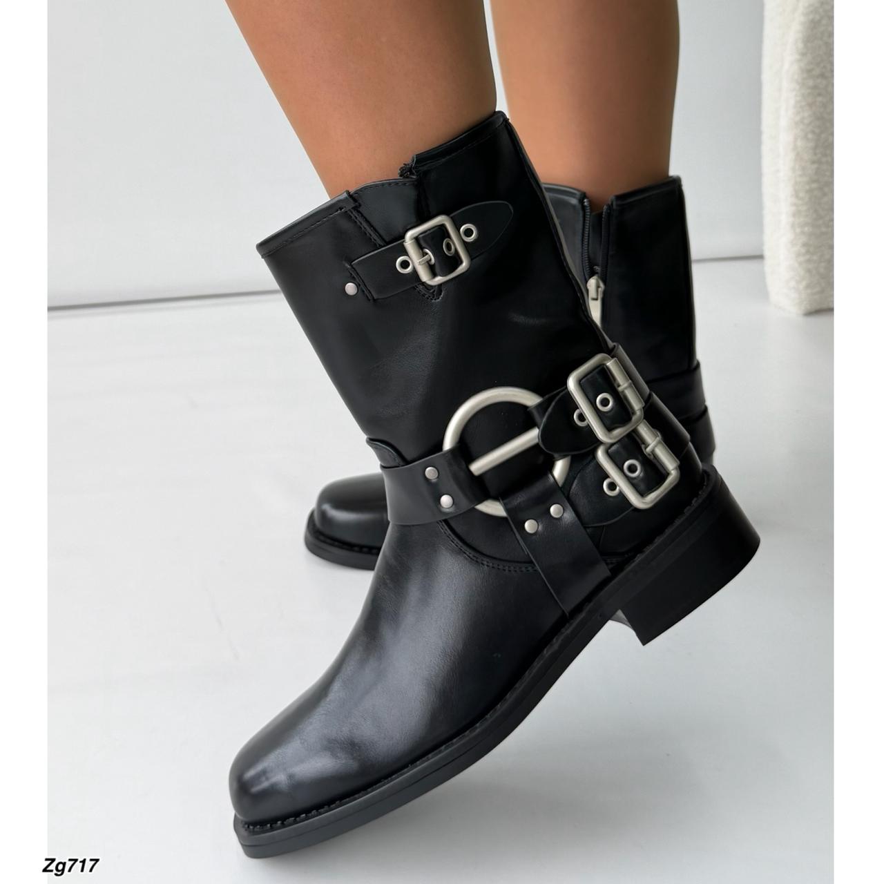Botin negro hebillas plateado tacon 3cm  52073  C-74