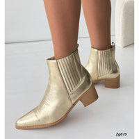 Botin texano dorado resorte tacon 5cm  CYM033   C-89