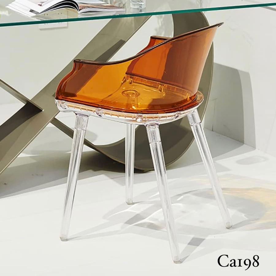 Silla naranja transparente en Plástico policarbonado  36cm* 32cm* 44cm