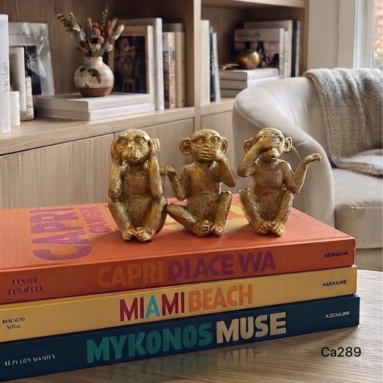 Set de tres monos dorado gestos 7cm* 8cm (set)