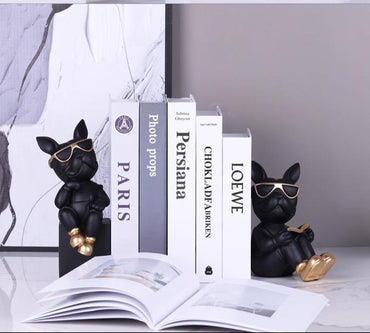Set dos apoya libros perros negro detalle dorado 11,5cm* 12cm* 24cm - 9,5cm* 15cm* 17,8cm