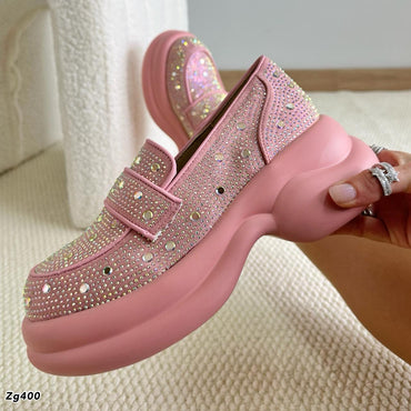 Mocasine rosado apliques brillantes tornasol plataforma 6cm 2336  C-2