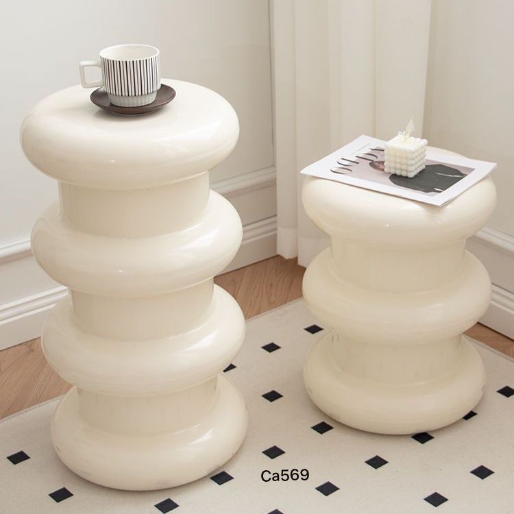 Mesa auxiliar beige tubular  35cm* 35cm* 47cm