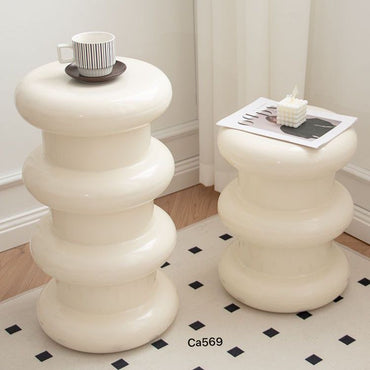 Mesa auxiliar beige tubular  35cm* 35cm* 47cm