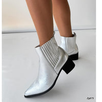 Botin texano plateado resorte tacon 5cm  CYM033   C-89