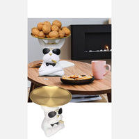 Articulo decorativo perro blanco bandeja en la cabeza  17cm* 10cm* 18cm