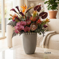 Florero gris grande detalle bolas ceramica  19cm* 19cm* 25cm  HP798-1