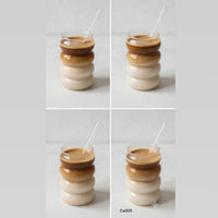 Set de 4 vasos cristal con pitillo 7cm* 7cm* 10cm
