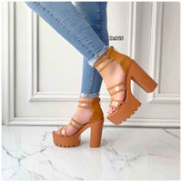 Sandalia café tacon 12cm  22-5