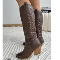 Bota texana café oscuro tacon 7cm  Y03  C-108