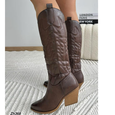 Bota texana café oscuro tacon 7cm  Y03  C-108
