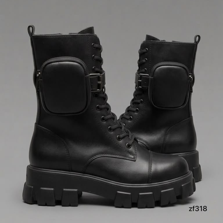 Botin negro bolsito suela 5cm B21 C1