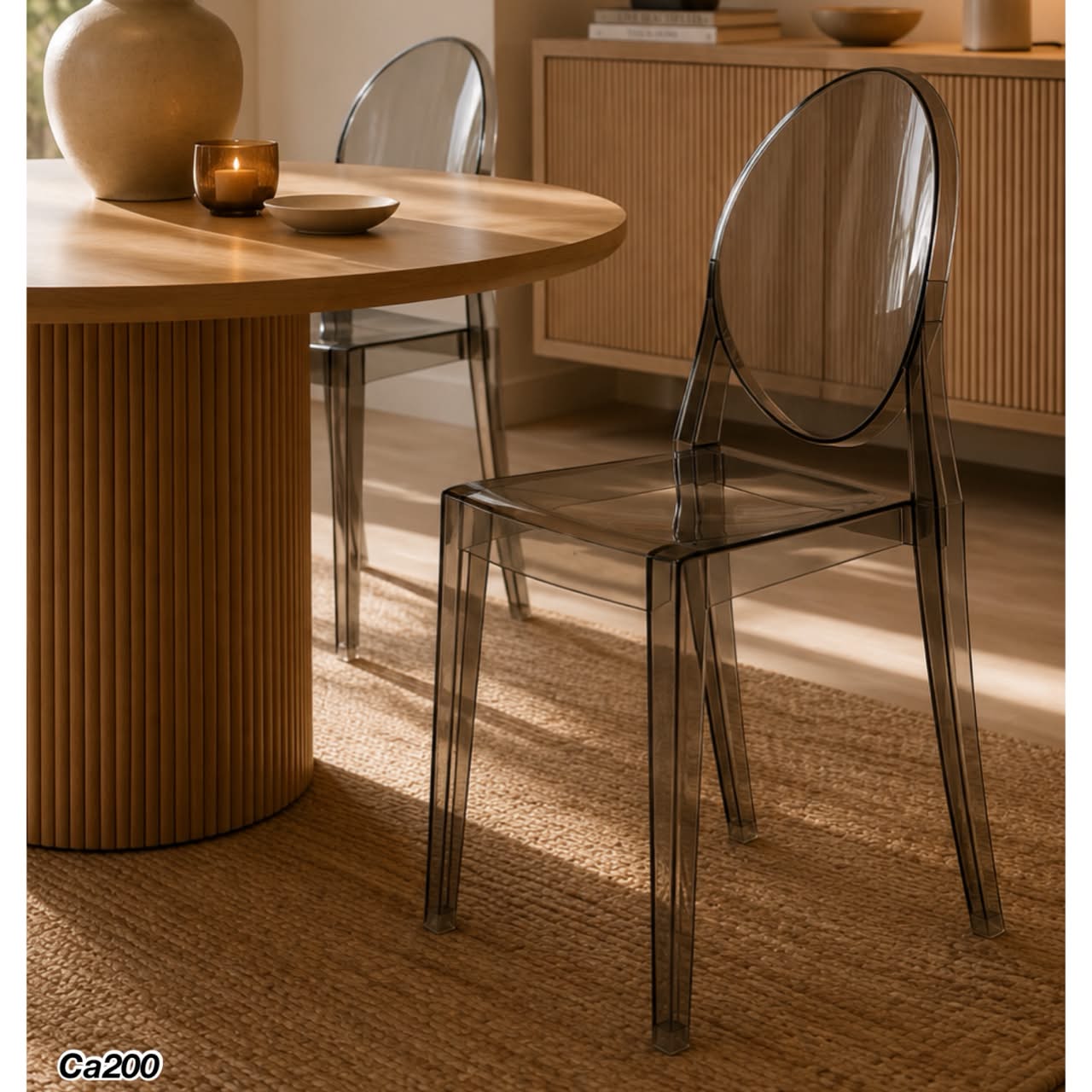 Silla gris transparente plastico policarbonado 41cm* 51.5cm* 89cm* 45cm