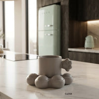 Taza plato huella gris ceramica 320ml