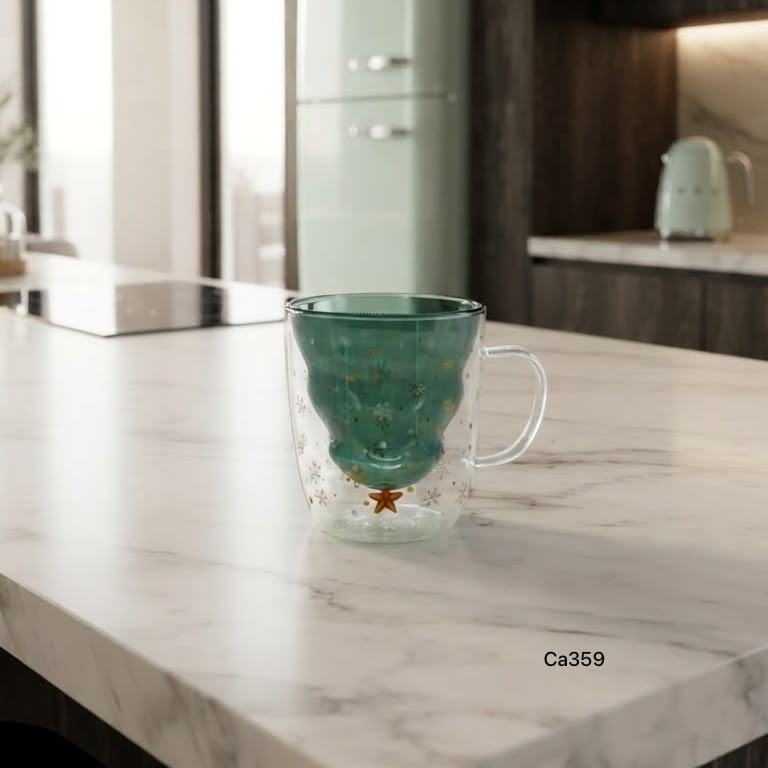 Taza cristal navideña  11cm* 12cm