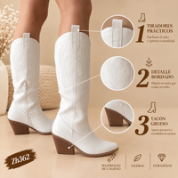 Bota texana blanco tacon 8cm   GA021   C-115