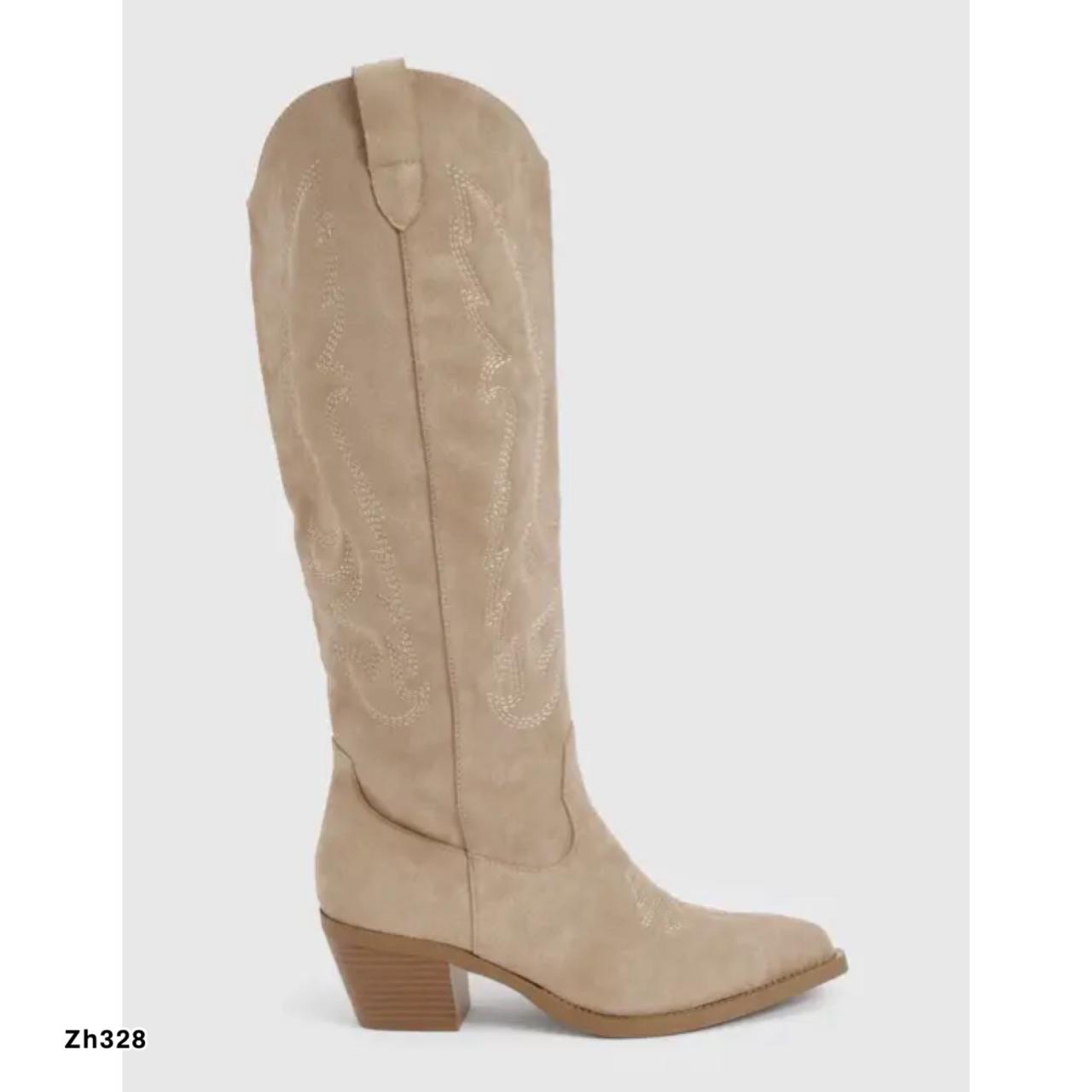 Bota texana beige tacon 6cm  A9836   C-124
