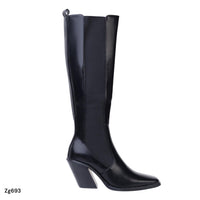 Bota caña alta negro detalle resorte tacon 8cm  C-215  C-94