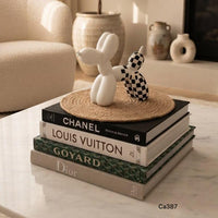 Articulo decorativo perro globo blanco cuadros negro  20cm* 9cm* 18cm