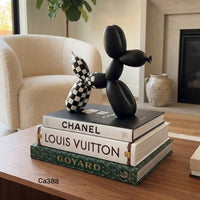 Articulo decorativo perro globo negro cuadros blanco  20cm* 9cm* 18cm