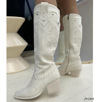 Bota texana beige apliques plateado tacon 7cm  HX3157-C1190