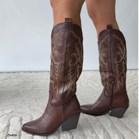 Bota texana café detalles tacon 7cm   J31  C-146