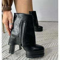 Botin negro doblez detalle cierre suela 3cm tacon 13cm  255-067